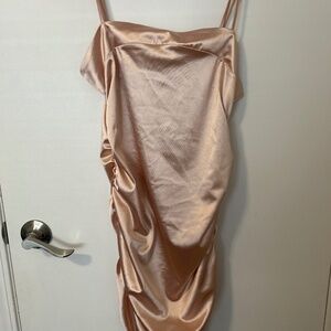 Champagne coloured spaghetti strap satin dress